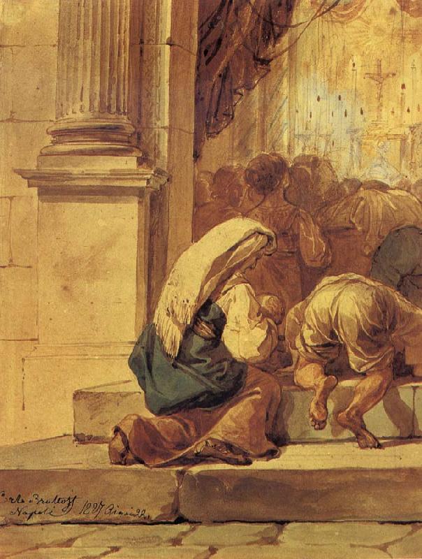 Karl Briullov Scene on the threshold of a church oil painting picture